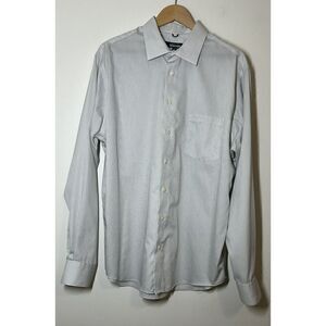 Kenneth Cole Reaction Men's X Large XL Shirt Long Sleeve Button Front Striped